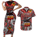 Custom Essendon Bombers NAIDOC Week 2024 Couples Matching Short Sleeve Bodycon Dress and Hawaiian Shirt Mascot Football