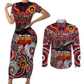 Custom Essendon Bombers NAIDOC Week 2024 Couples Matching Short Sleeve Bodycon Dress and Long Sleeve Button Shirt Mascot Football