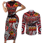 Custom Essendon Bombers NAIDOC Week 2024 Couples Matching Short Sleeve Bodycon Dress and Long Sleeve Button Shirt Mascot Football