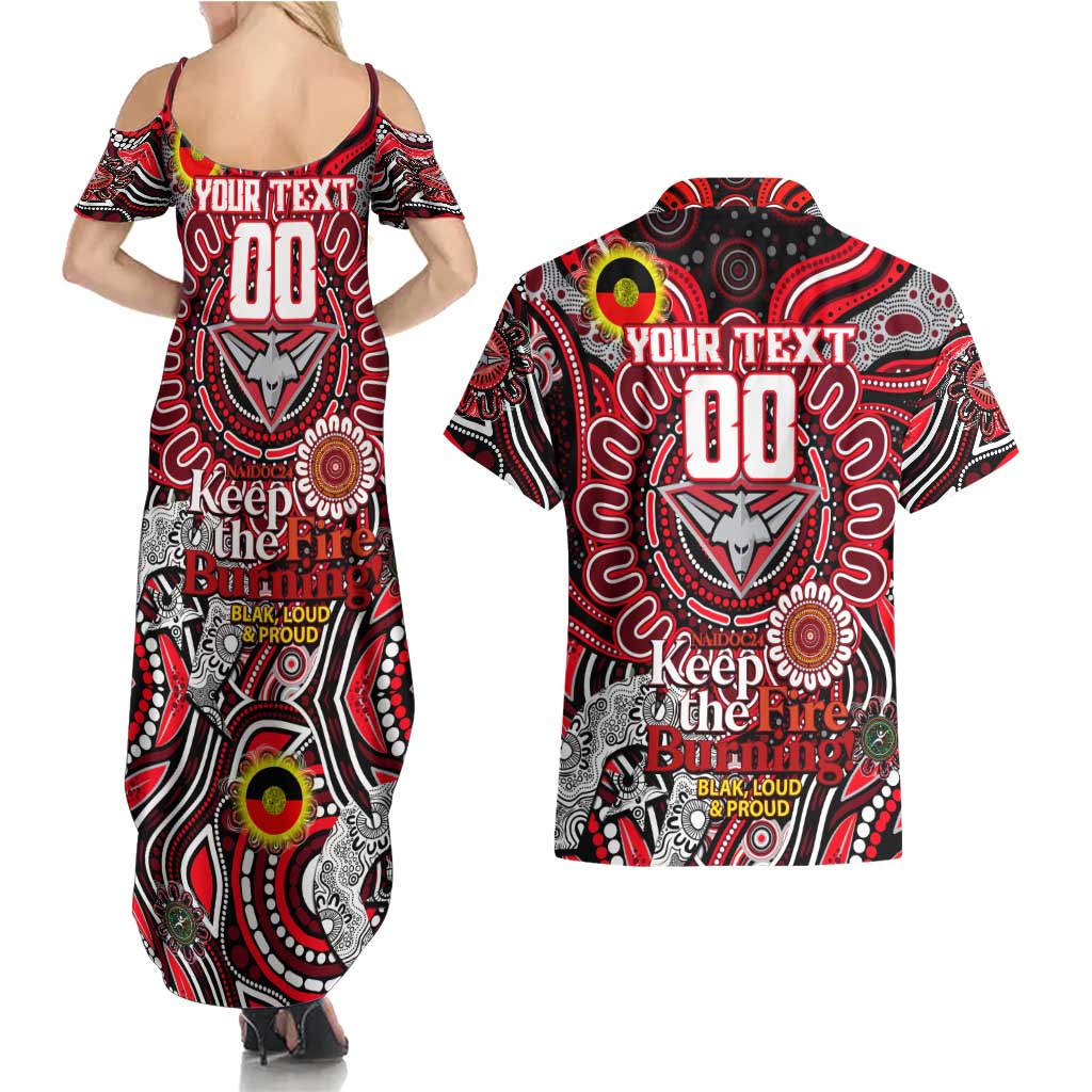 Custom Essendon Bombers NAIDOC Week 2024 Couples Matching Summer Maxi Dress and Hawaiian Shirt Mascot Football