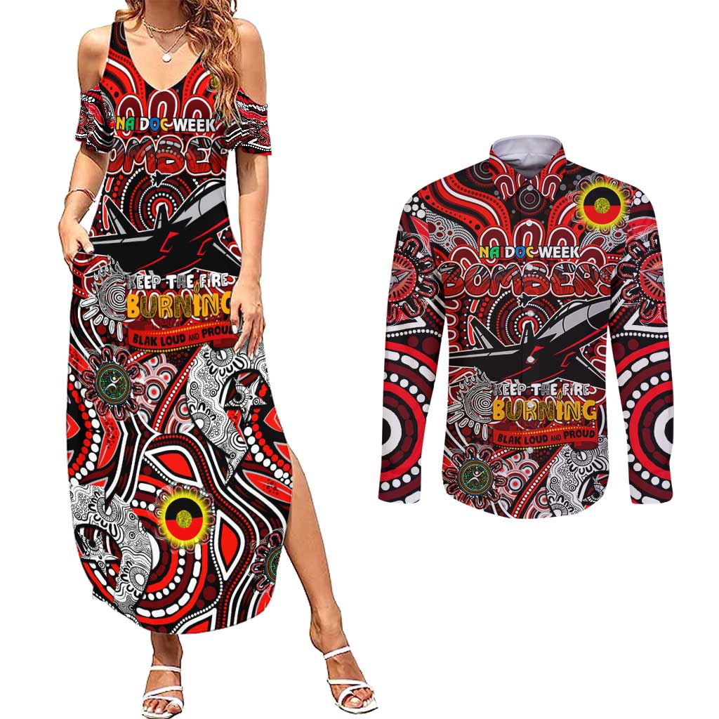 Custom Essendon Bombers NAIDOC Week 2024 Couples Matching Summer Maxi Dress and Long Sleeve Button Shirt Mascot Football