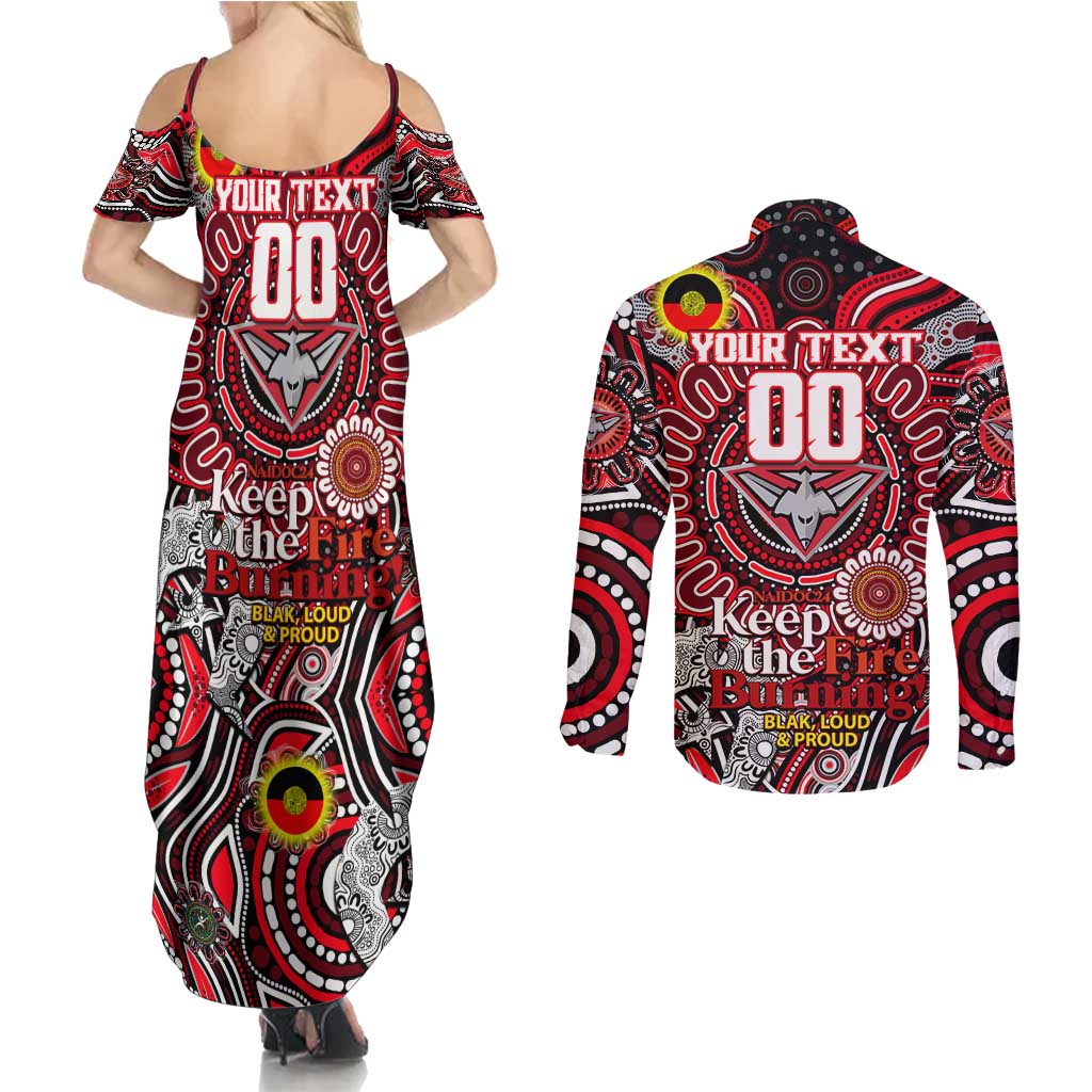 Custom Essendon Bombers NAIDOC Week 2024 Couples Matching Summer Maxi Dress and Long Sleeve Button Shirt Mascot Football