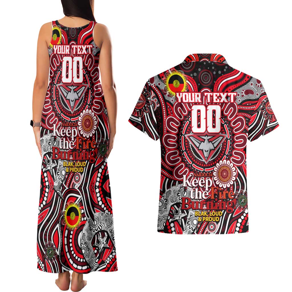Custom Essendon Bombers NAIDOC Week 2024 Couples Matching Tank Maxi Dress and Hawaiian Shirt Mascot Football