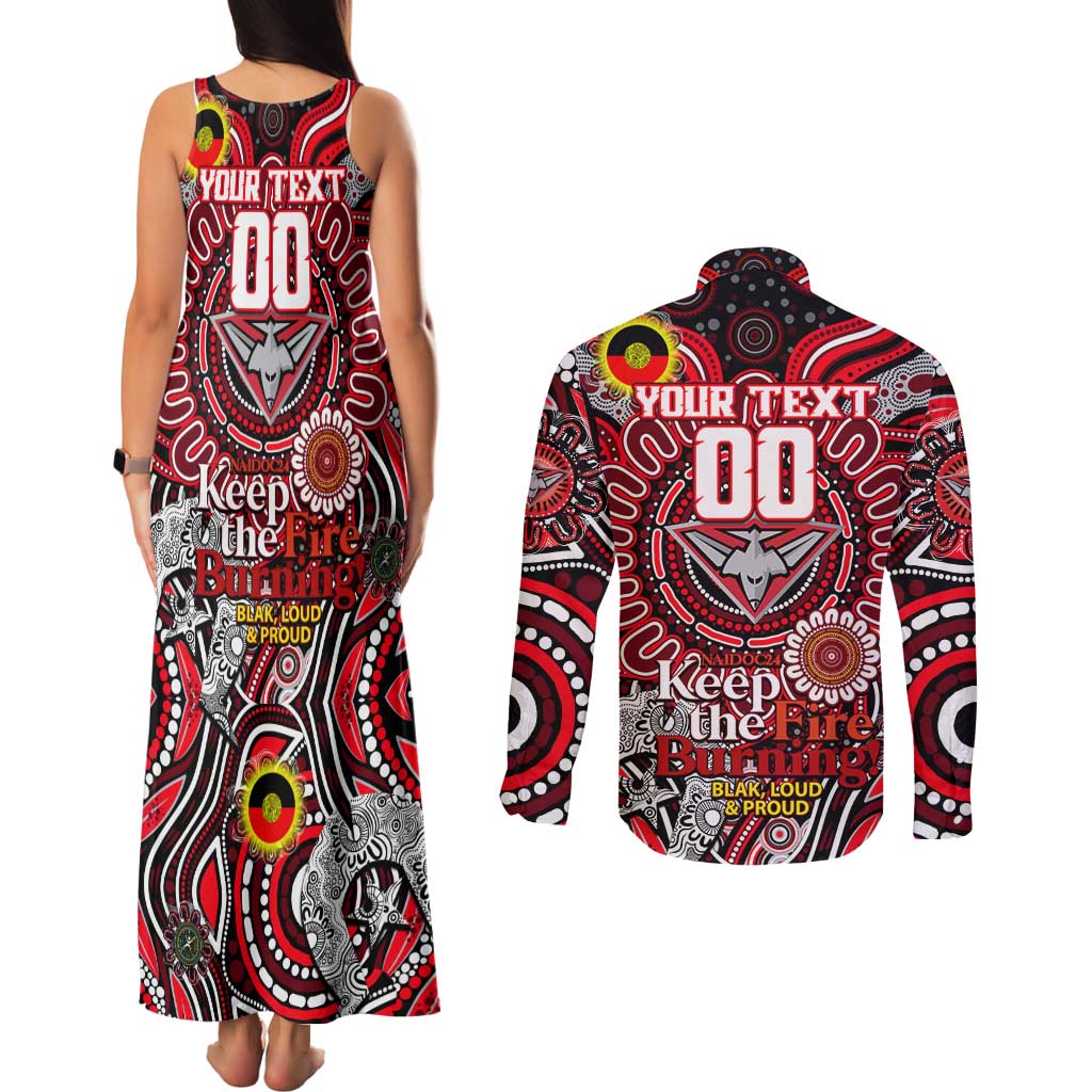 Custom Essendon Bombers NAIDOC Week 2024 Couples Matching Tank Maxi Dress and Long Sleeve Button Shirt Mascot Football