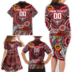 Custom Essendon Bombers NAIDOC Week 2024 Family Matching Long Sleeve Bodycon Dress and Hawaiian Shirt Mascot Football