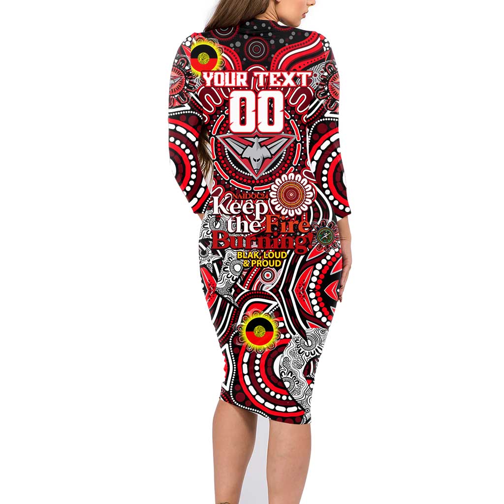 Custom Essendon Bombers NAIDOC Week 2024 Family Matching Long Sleeve Bodycon Dress and Hawaiian Shirt Mascot Football