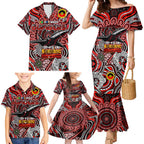 Custom Essendon Bombers NAIDOC Week 2024 Family Matching Mermaid Dress and Hawaiian Shirt Mascot Football