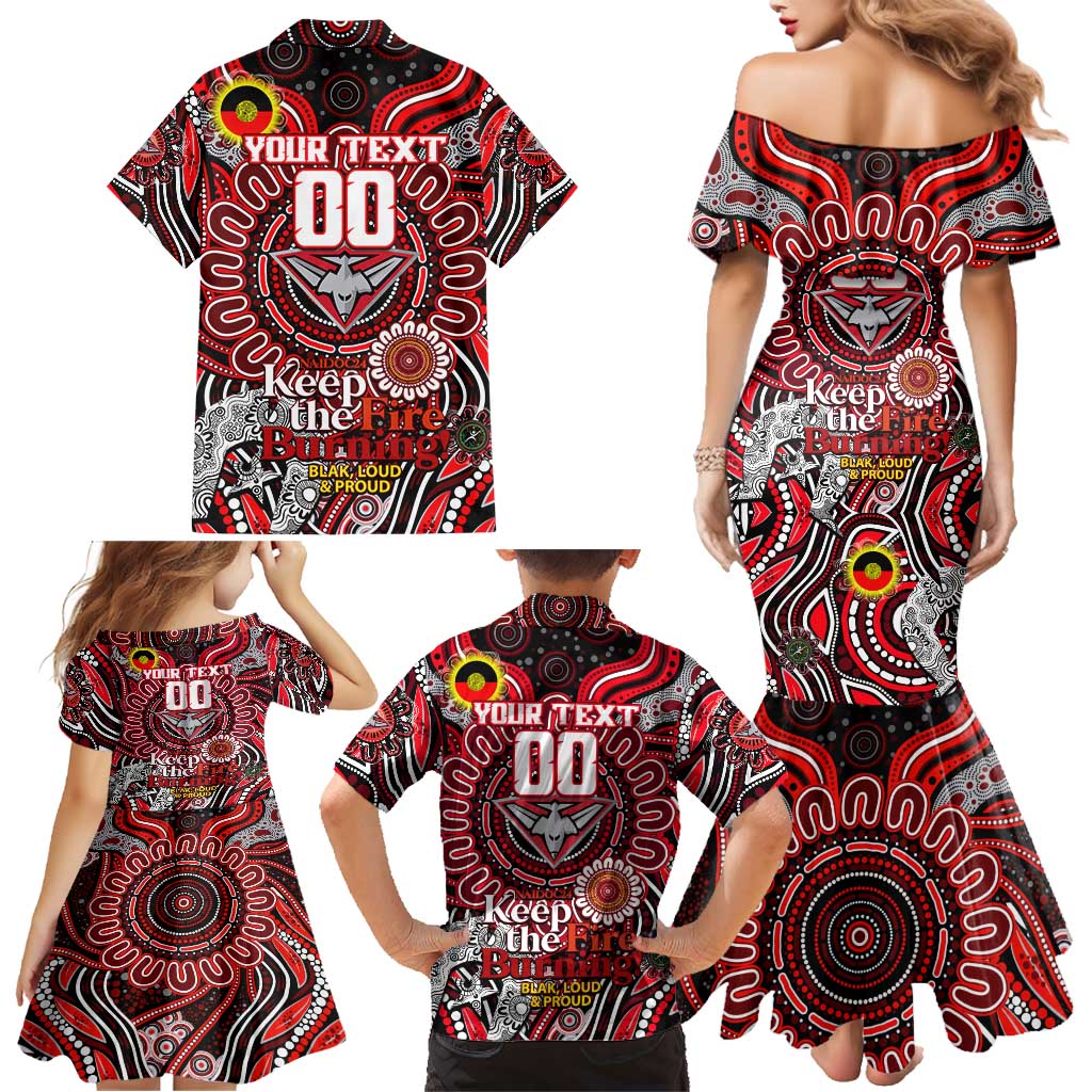 Custom Essendon Bombers NAIDOC Week 2024 Family Matching Mermaid Dress and Hawaiian Shirt Mascot Football