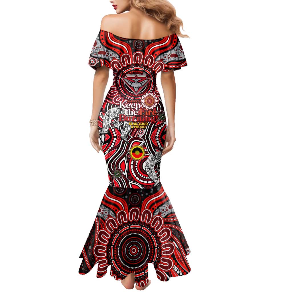 Custom Essendon Bombers NAIDOC Week 2024 Family Matching Mermaid Dress and Hawaiian Shirt Mascot Football