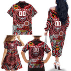 Custom Essendon Bombers NAIDOC Week 2024 Family Matching Off The Shoulder Long Sleeve Dress and Hawaiian Shirt Mascot Football