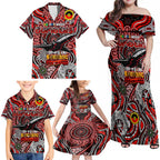 Custom Essendon Bombers NAIDOC Week 2024 Family Matching Off Shoulder Maxi Dress and Hawaiian Shirt Mascot Football
