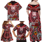 Custom Essendon Bombers NAIDOC Week 2024 Family Matching Off Shoulder Maxi Dress and Hawaiian Shirt Mascot Football