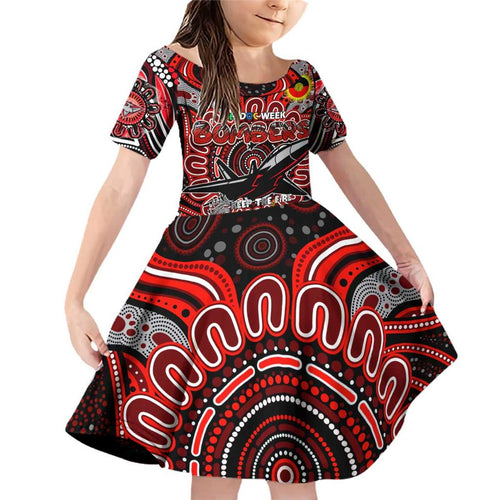 Custom Essendon Bombers NAIDOC Week 2024 Family Matching Off Shoulder Short Dress and Hawaiian Shirt Mascot Football