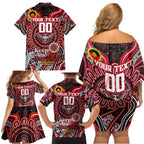 Custom Essendon Bombers NAIDOC Week 2024 Family Matching Off Shoulder Short Dress and Hawaiian Shirt Mascot Football