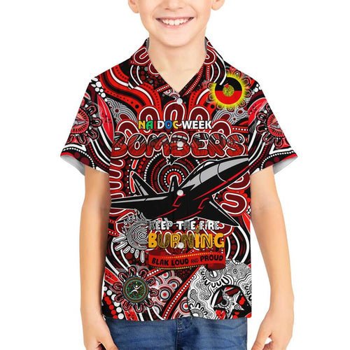 Custom Essendon Bombers NAIDOC Week 2024 Family Matching Off Shoulder Short Dress and Hawaiian Shirt Mascot Football