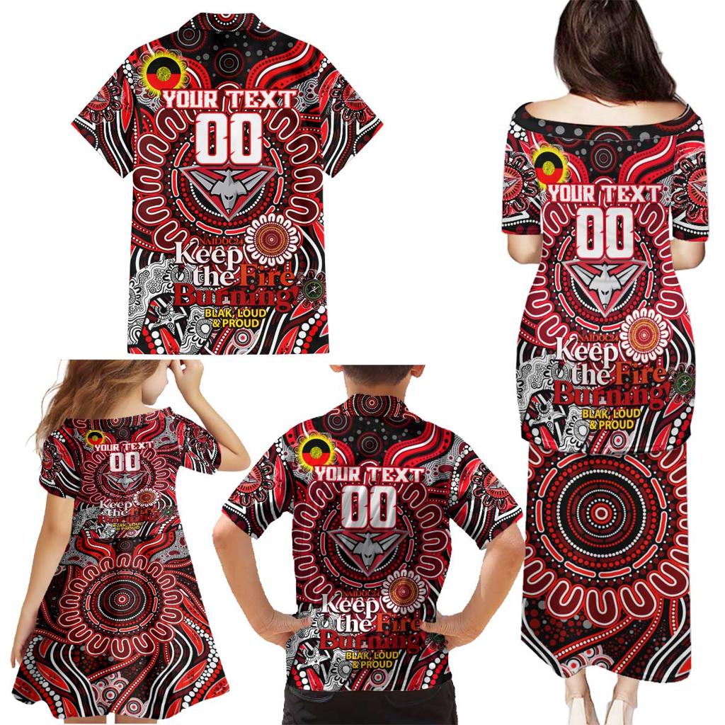 Custom Essendon Bombers NAIDOC Week 2024 Family Matching Puletasi and Hawaiian Shirt Mascot Football