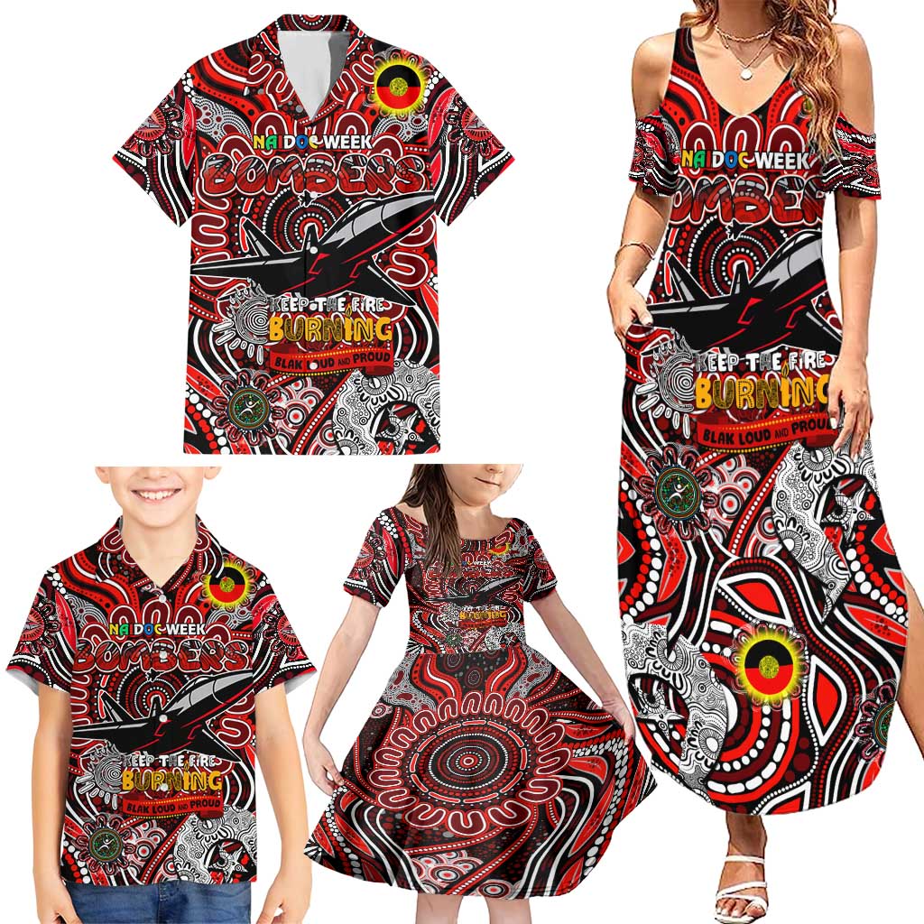 Custom Essendon Bombers NAIDOC Week 2024 Family Matching Summer Maxi Dress and Hawaiian Shirt Mascot Football