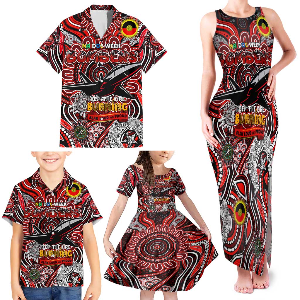 Custom Essendon Bombers NAIDOC Week 2024 Family Matching Tank Maxi Dress and Hawaiian Shirt Mascot Football