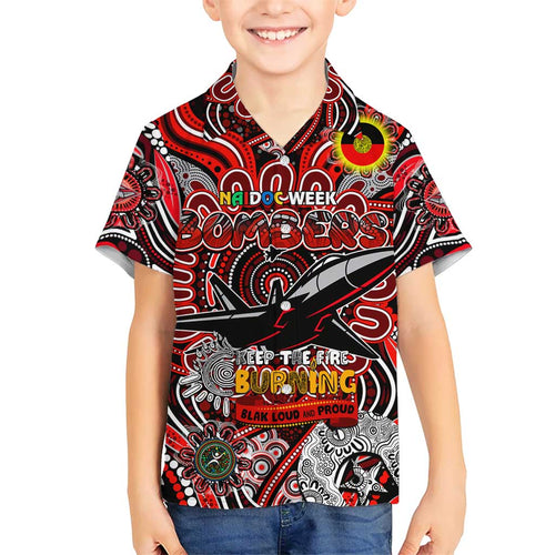 Custom Essendon Bombers NAIDOC Week 2024 Kid Hawaiian Shirt Mascot Football
