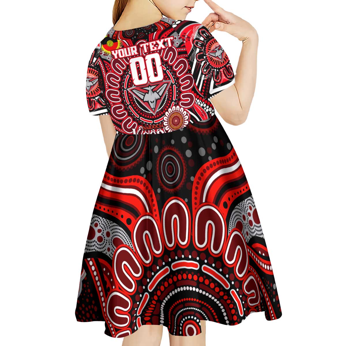 Custom Essendon Bombers NAIDOC Week 2024 Kid Short Sleeve Dress Mascot Football
