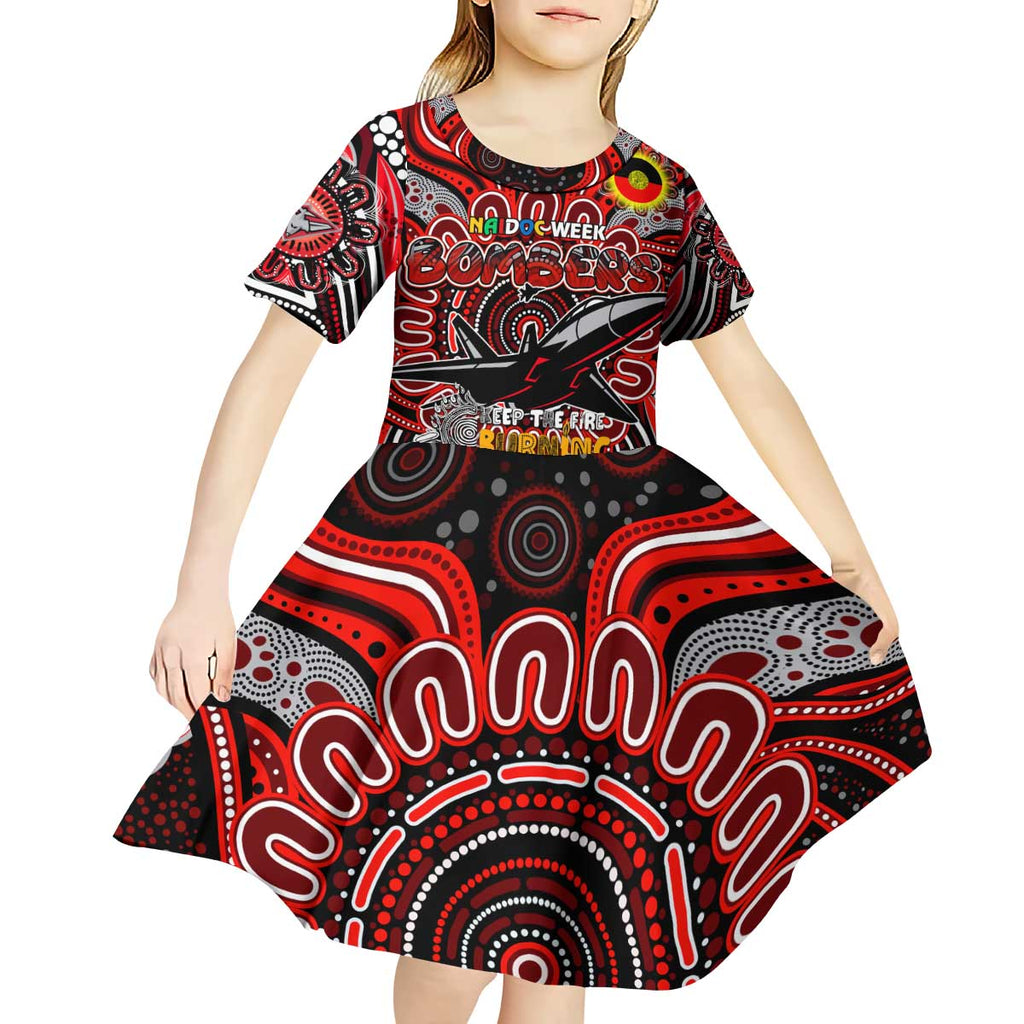 Custom Essendon Bombers NAIDOC Week 2024 Kid Short Sleeve Dress Mascot Football