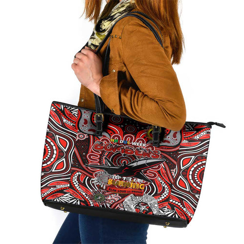 Essendon Bombers NAIDOC Week 2024 Leather Tote Bag Mascot Football
