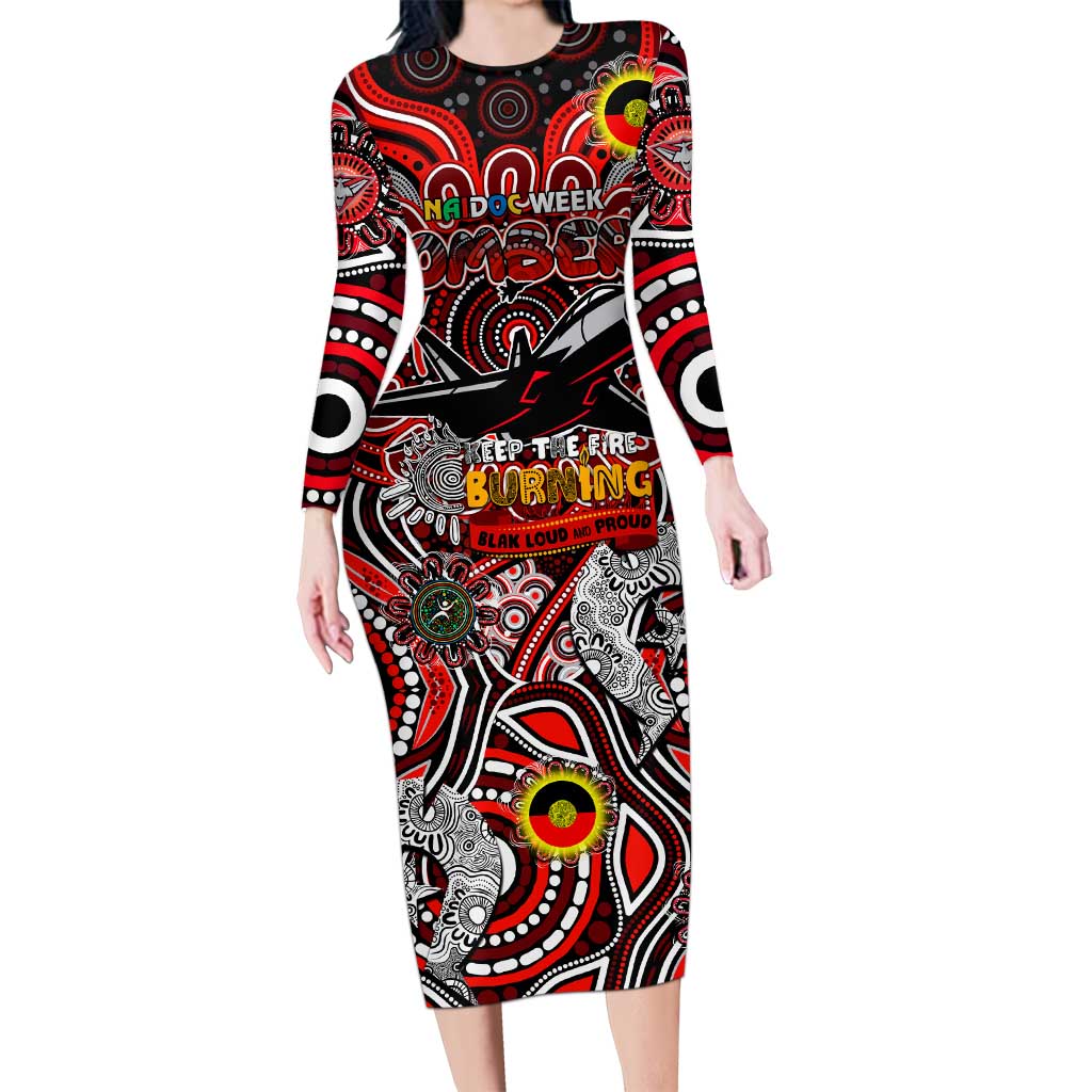 Custom Essendon Bombers NAIDOC Week 2024 Long Sleeve Bodycon Dress Mascot Football