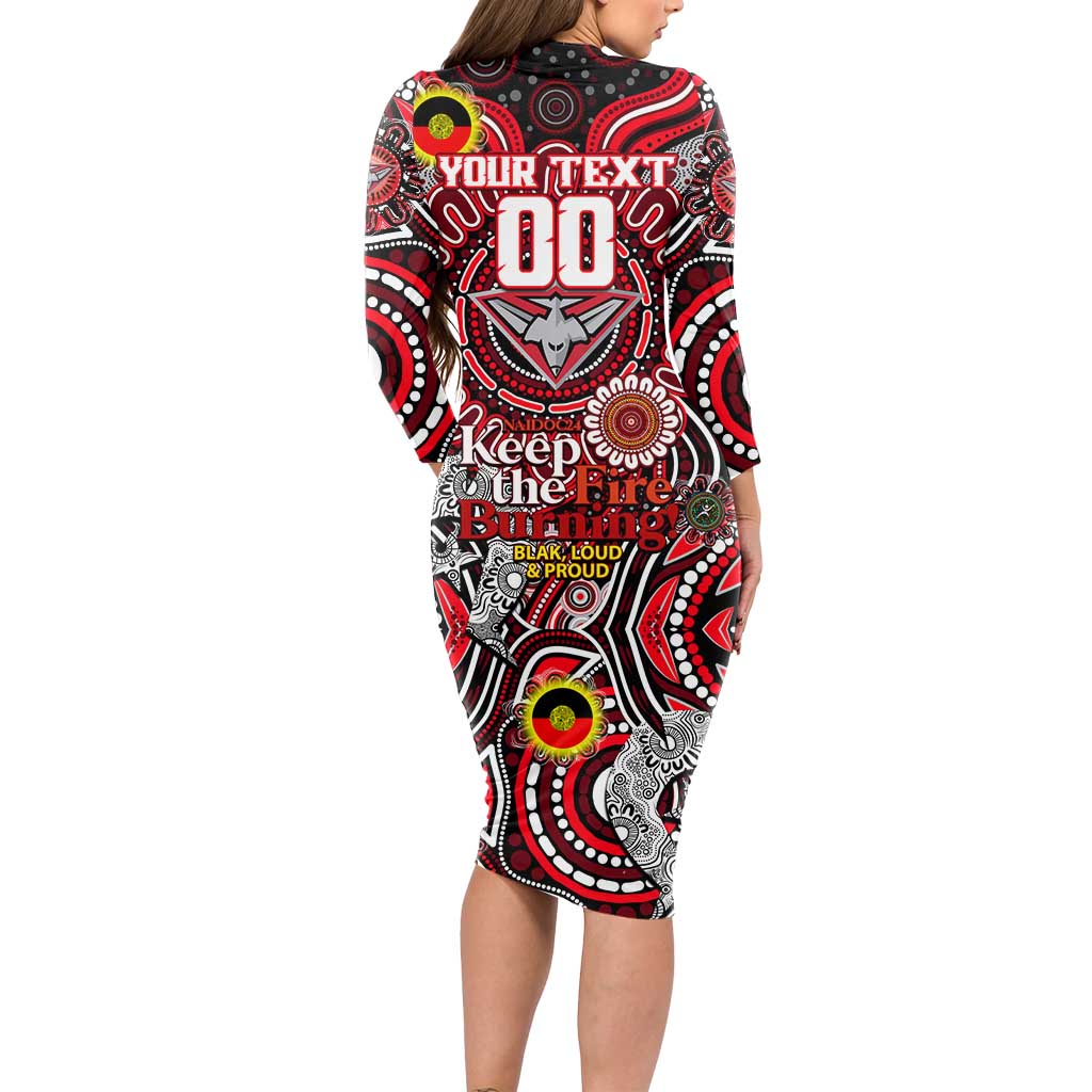 Custom Essendon Bombers NAIDOC Week 2024 Long Sleeve Bodycon Dress Mascot Football