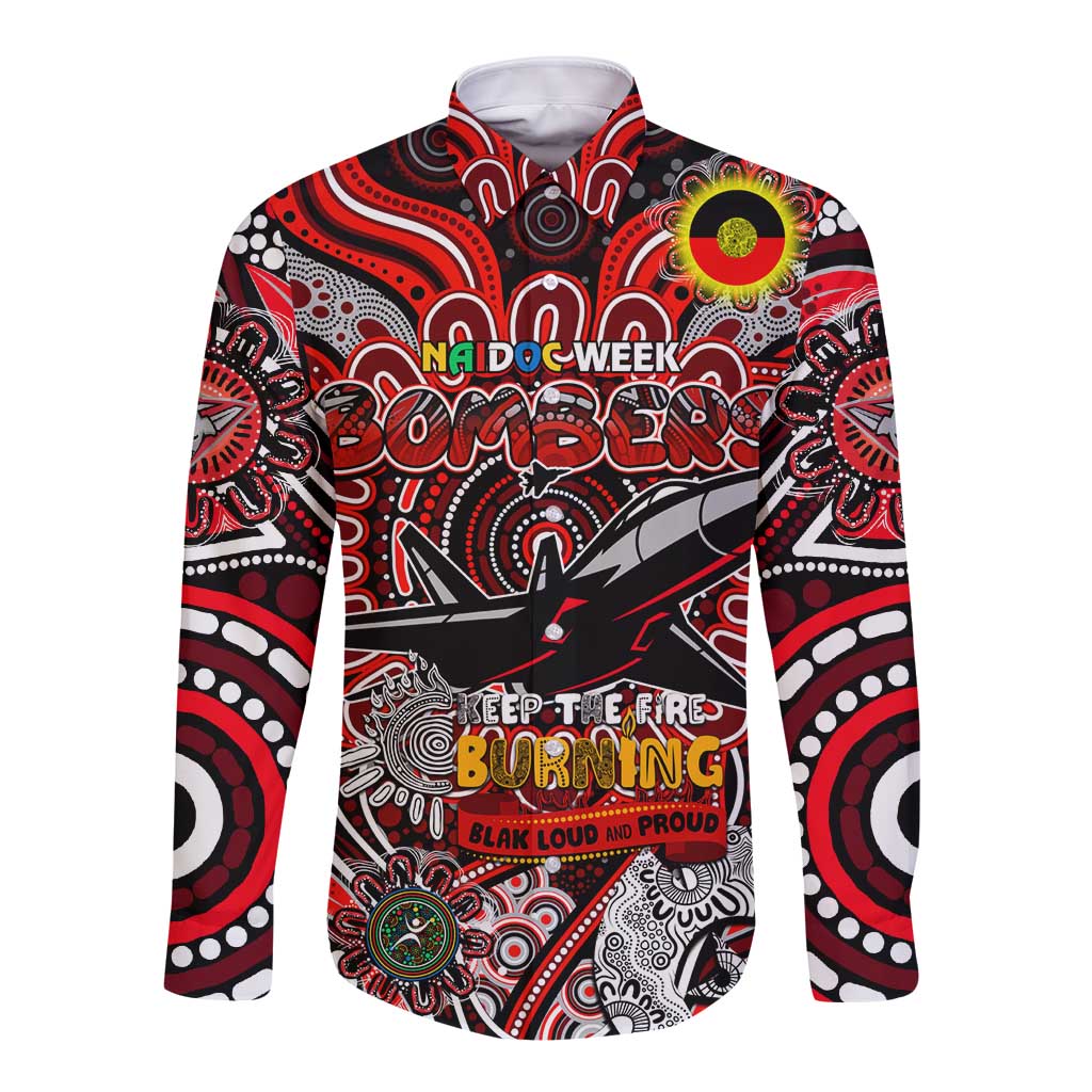 Custom Essendon Bombers NAIDOC Week 2024 Long Sleeve Button Shirt Mascot Football