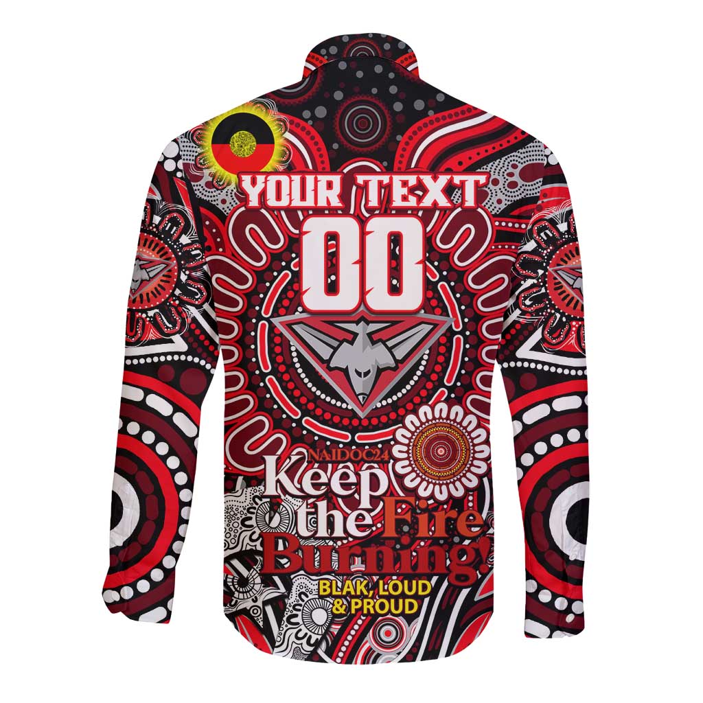 Custom Essendon Bombers NAIDOC Week 2024 Long Sleeve Button Shirt Mascot Football