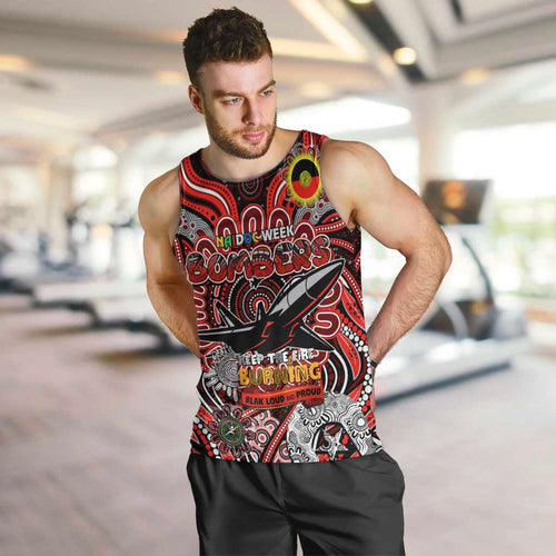 Custom Essendon Bombers NAIDOC Week 2024 Men Tank Top Mascot Football