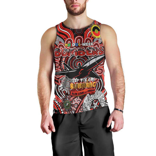Custom Essendon Bombers NAIDOC Week 2024 Men Tank Top Mascot Football