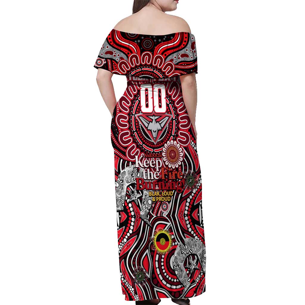 Custom Essendon Bombers NAIDOC Week 2024 Off Shoulder Maxi Dress Mascot Football