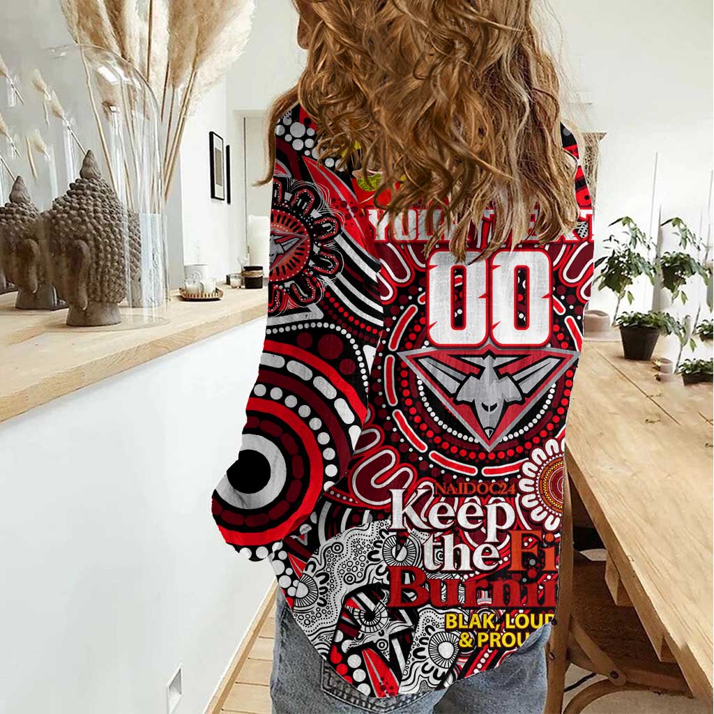 Custom Essendon Bombers NAIDOC Week 2024 Women Casual Shirt Mascot Football