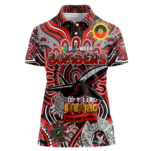 Custom Essendon Bombers NAIDOC Week 2024 Women Polo Shirt Mascot Football