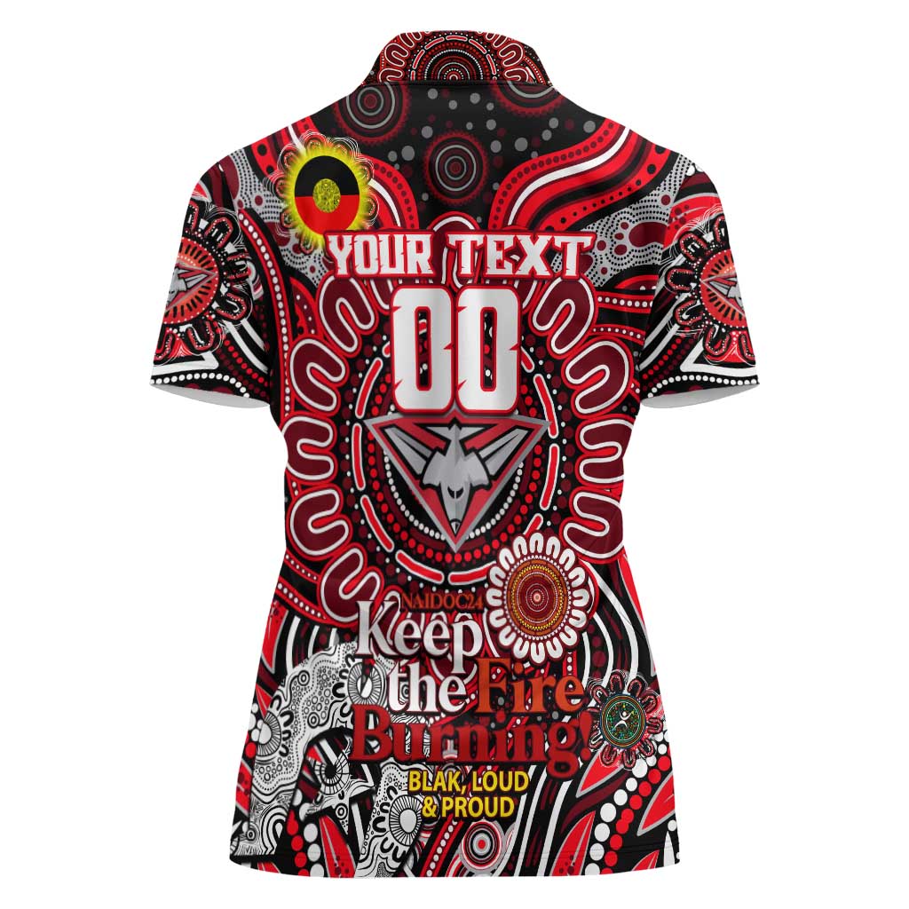 Custom Essendon Bombers NAIDOC Week 2024 Women Polo Shirt Mascot Football