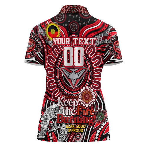 Custom Essendon Bombers NAIDOC Week 2024 Women Polo Shirt Mascot Football