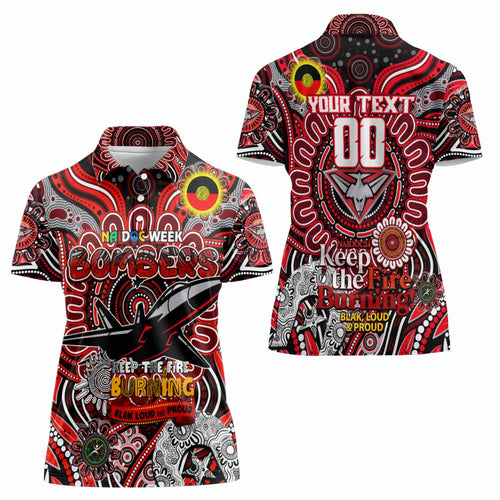 Custom Essendon Bombers NAIDOC Week 2024 Women Polo Shirt Mascot Football