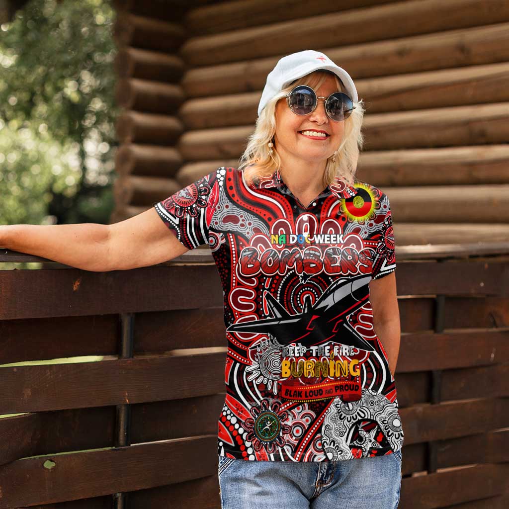 Custom Essendon Bombers NAIDOC Week 2024 Women Polo Shirt Mascot Football