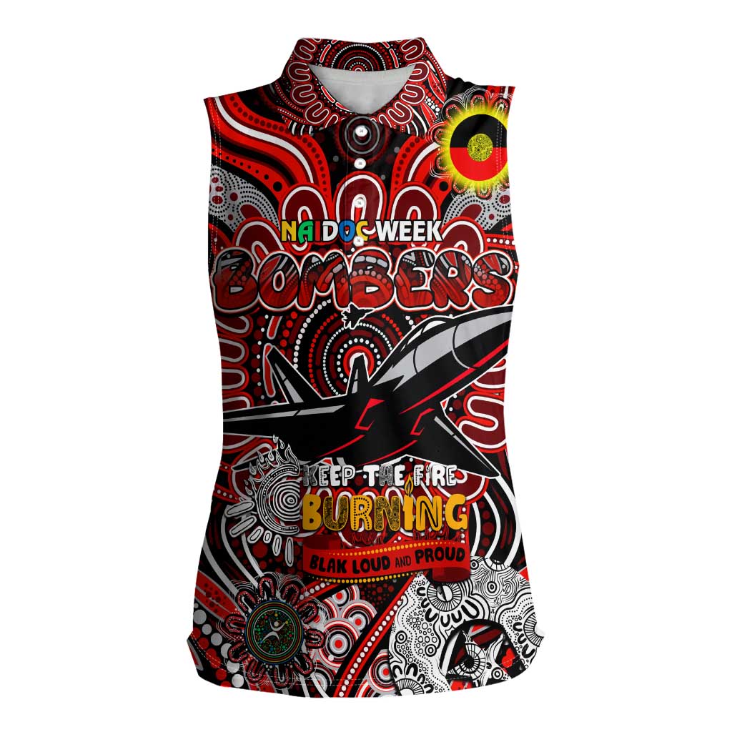 Custom Essendon Bombers NAIDOC Week 2024 Women Sleeveless Polo Shirt Mascot Football