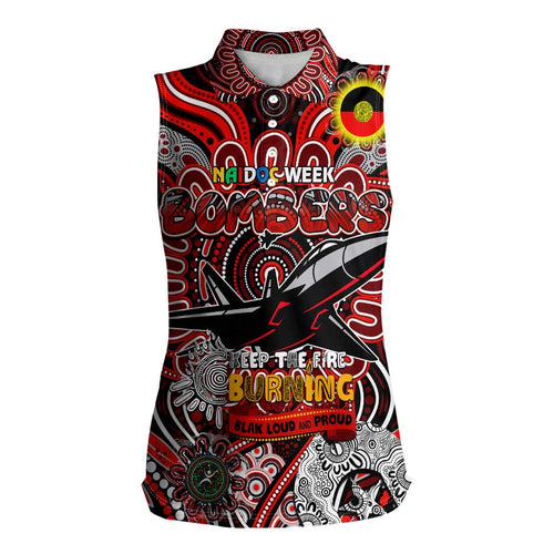 Custom Essendon Bombers NAIDOC Week 2024 Women Sleeveless Polo Shirt Mascot Football