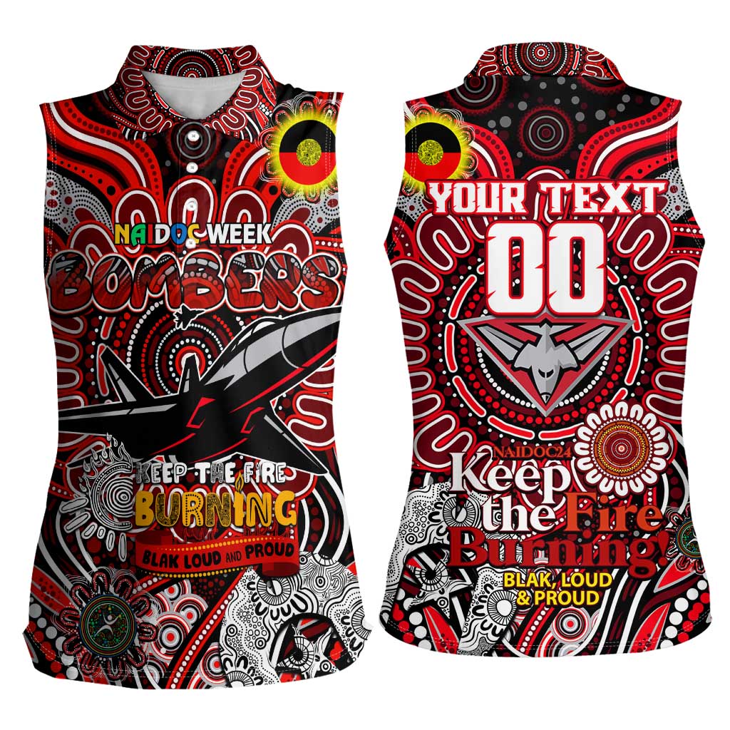 Custom Essendon Bombers NAIDOC Week 2024 Women Sleeveless Polo Shirt Mascot Football
