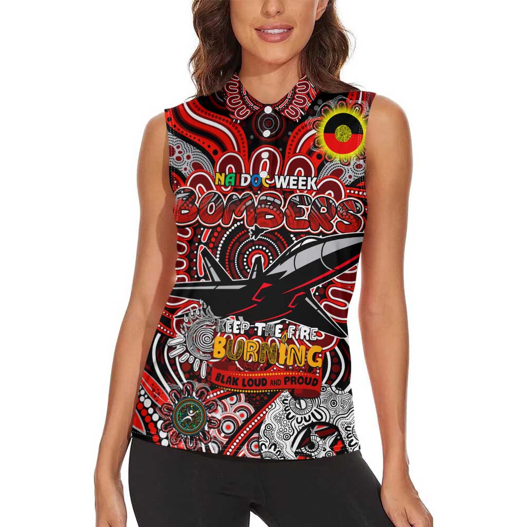 Custom Essendon Bombers NAIDOC Week 2024 Women Sleeveless Polo Shirt Mascot Football