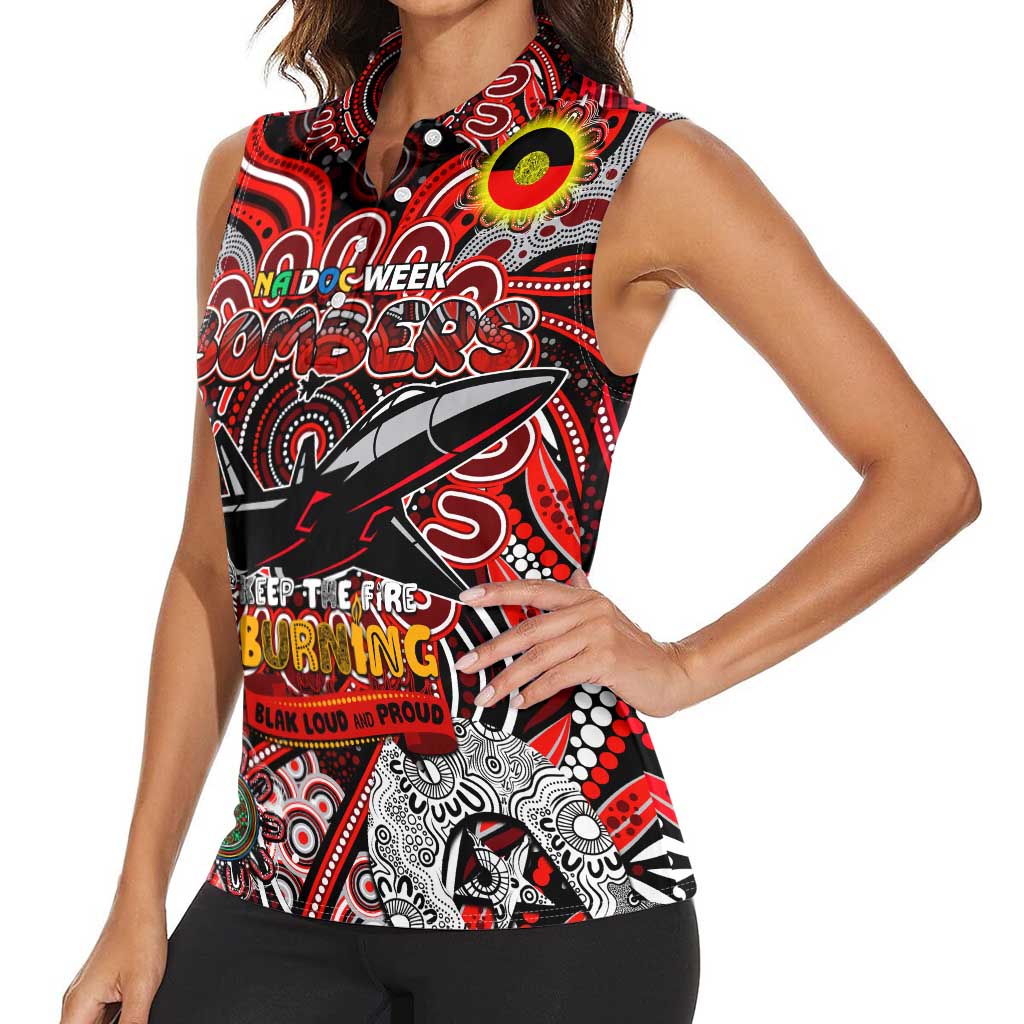 Custom Essendon Bombers NAIDOC Week 2024 Women Sleeveless Polo Shirt Mascot Football