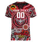 Custom Essendon Bombers NAIDOC Week 2024 Women V-Neck T-Shirt Mascot Football