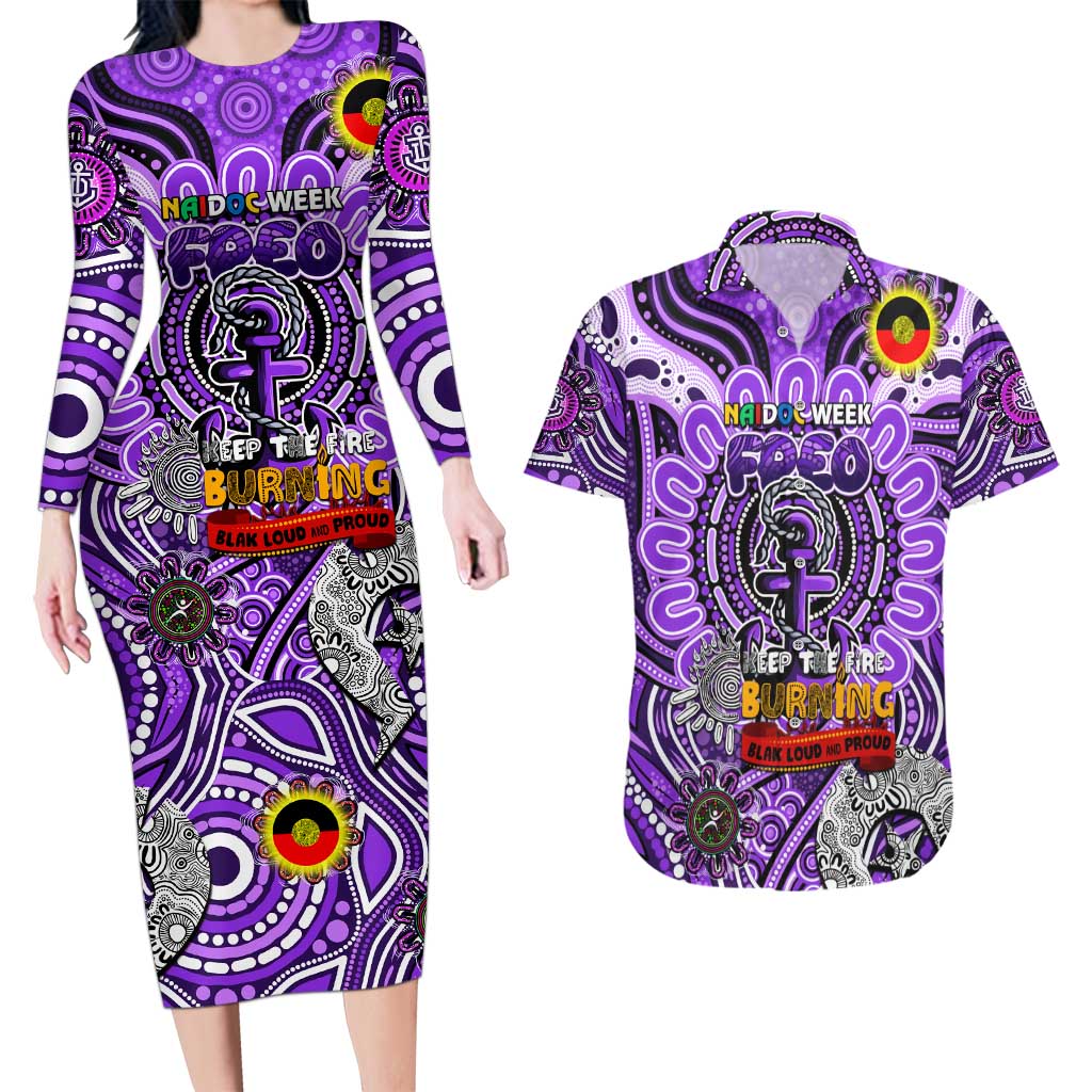 Custom Fremantle Dockers Freo NAIDOC Week 2024 Couples Matching Long Sleeve Bodycon Dress and Hawaiian Shirt Mascot Football