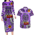 Custom Fremantle Dockers Freo NAIDOC Week 2024 Couples Matching Long Sleeve Bodycon Dress and Hawaiian Shirt Mascot Football