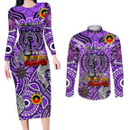 Custom Fremantle Dockers Freo NAIDOC Week 2024 Couples Matching Long Sleeve Bodycon Dress and Long Sleeve Button Shirt Mascot Football