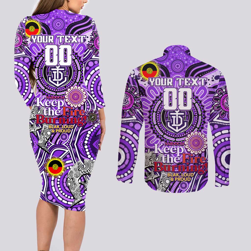 Custom Fremantle Dockers Freo NAIDOC Week 2024 Couples Matching Long Sleeve Bodycon Dress and Long Sleeve Button Shirt Mascot Football