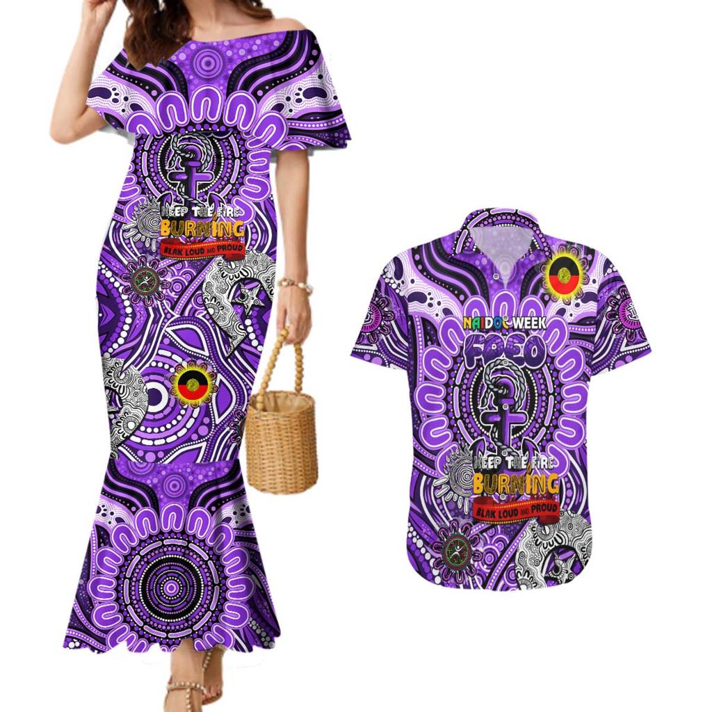 Custom Fremantle Dockers Freo NAIDOC Week 2024 Couples Matching Mermaid Dress and Hawaiian Shirt Mascot Football